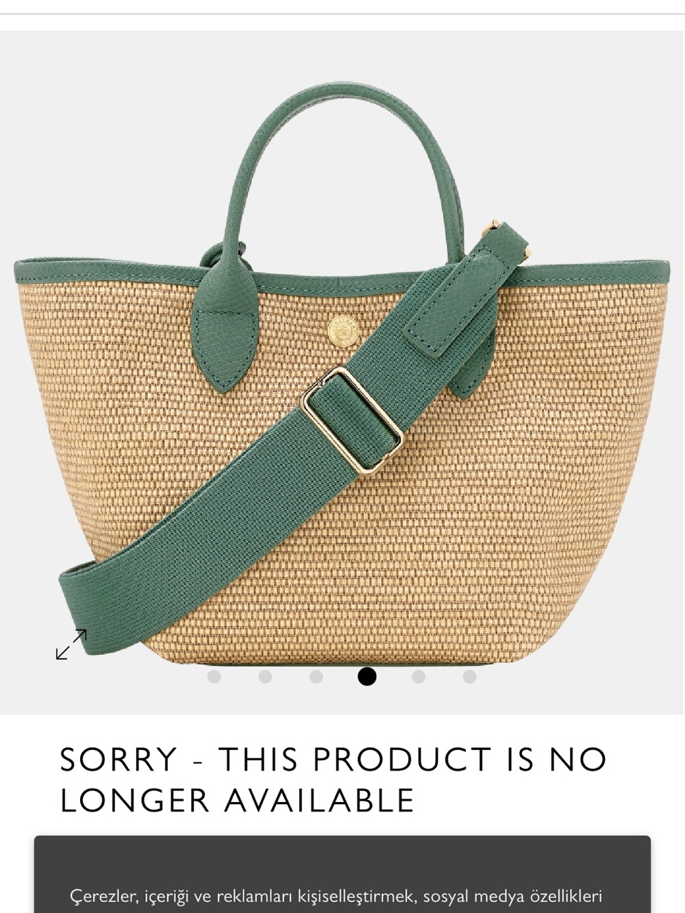 Longchamp Green Trim Woven Straw Crossbody Tote with Bead Charm - Picture 4 of 13